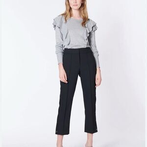 Veronica Beard Centre Ruffle Frills Crewneck Metallic-knit Sweater top‎ Size S